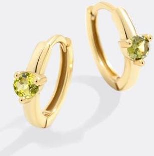 Mint & Lily Solitaire Birthstone Huggie Hoop Earrings in August Peridot at Nordstrom