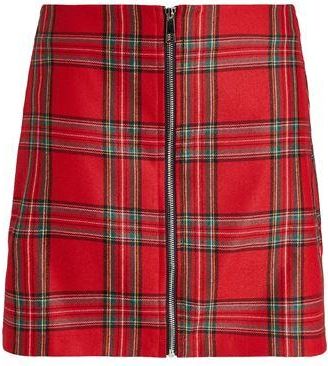 8 by YOOX ZIP-FRONT CHECK MINI SKIRT