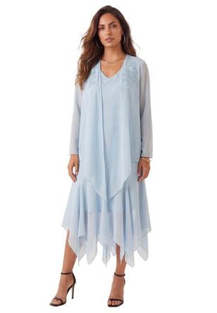 Roaman's Sequin Jacket Dress Set in Pale Blue at Nordstrom, Size 40