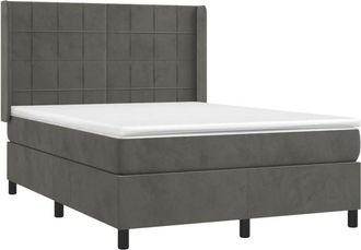 vidaXL Cama Box Spring Colch&oacute;n Y Led Terciopelo Gris Oscuro 140x190 Cm Vidaxl