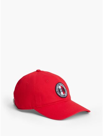 Tommy Hilfiger Mens Circle Logo Patch Baseball Cap - Apple Red