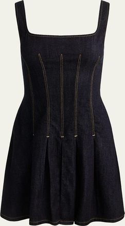 Alice & Olivia Hollis Flared Denim Mini Dress