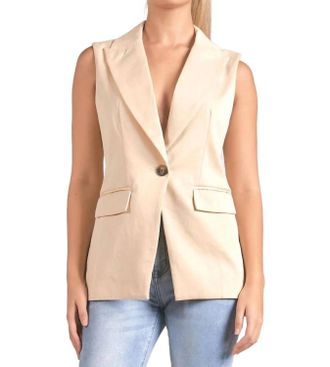 Elan Long With Lapel Vest In Beige