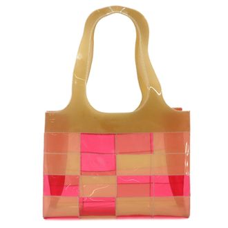 Chanel Beige Pink Vinyl Handbag Tote Bag (Pre-Owned)
