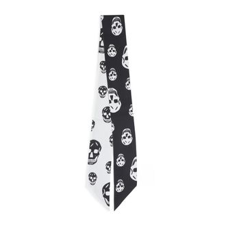 Alexander McQueen Black & White Skull Printed Bandana Scarf