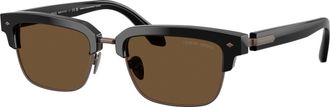 Giorgio Armani 0ar8243 Rectangular Black Acetate Sunglasses with Brown Lenses