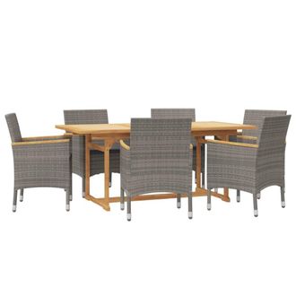 vidaXL Juego De Comedor De Jard&iacute;n 7 Piezas Con Cojines Gris Vidaxl