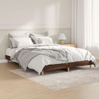 vidaXL Vidaxl - Estructura De Cama Madera De Ingenier&iacute;a Marr&oacute;n Roble 135x190 Cm