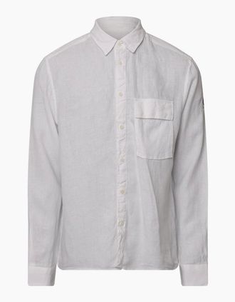 Belstaff Mens Garment Dyed Linen Scale Shirt - White - Size: 42/Regular