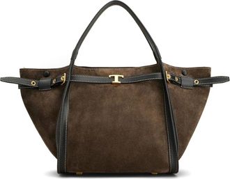 Tod's T Signature Shopping Bag Small - Dames - Shoppers - Bruin - ONE Size - Leer - Tassen