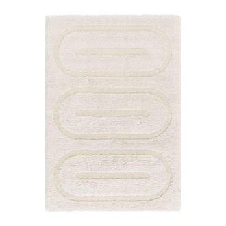 Sweeek Alfombra interior con motivos geom&eacute;tricos crema