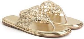 New York & Company Phillipa Woven Slide Sandal in Gold at Nordstrom Rack, Size 7.5