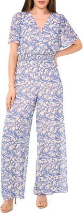 Vince Camuto Flutter Sleeve Wide Leg Jumpsuit in Deep River at Nordstrom, Size X-Large