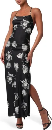 Lulus Cori Crossback Maxi Dress in Black Floral at Nordstrom Rack, Size Medium