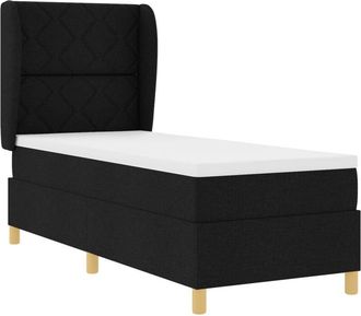 vidaXL Box Spring Bed with Mattress Dark Grey 90x190 cm Fabric Black Vidaxl