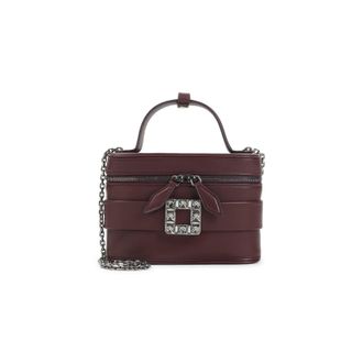 Roger Vivier Dark Bordeaux Nappa Leather Vanity Micro Bag-Donna