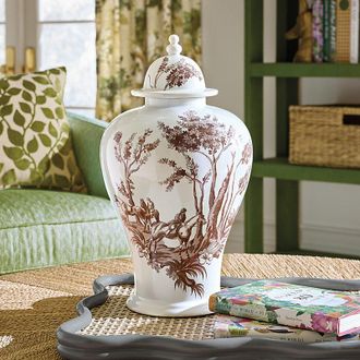 Ballard Designs Carson Kressley Saddler Toile Ginger Jar - Ballard Designs