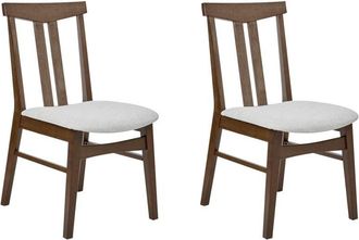Beliani Beliani - Retro Traditional Set of 2 Dining Chairs Armless Grey Fabric Seat Dark Solid Wood Frame Avalon