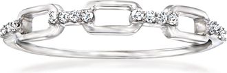 RS Pure by Ross-Simons Diamond-Accented Paper Clip Link Ring in Sterling Silver