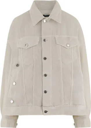 Haikure Cotton Velvet Jacket With Classic Collar And Ribbed Knit