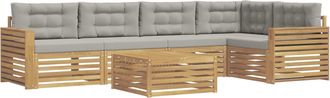 vidaXL Conjunto De Sof&aacute;s De Exterior 6 Uds. Blanco Y Gris Claro Vidaxl