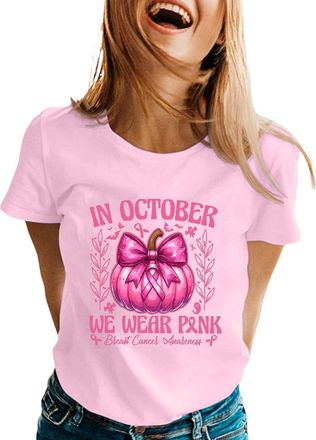 Generic Breast Cancer Awareness Tshirt T-Shirt Women Ribbon Shirt Cancer Pink T-Shirt Breast Awareness Tops Research Tshirt Women Pink Shirt Tall Gifts for Wo