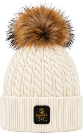 RefrigiWear Berretto a trecce con patch logo e pon pon - - Accessories - Donna - Beige - M