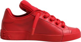 Dolce & Gabbana Red Leather Lace Up Low Top Sneakers Mens Shoes