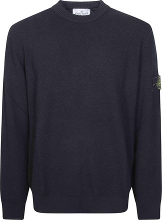 Stone Island Navy RWS Compass Patch Crewneck Wool Sweater