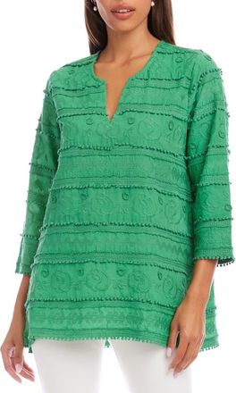 Karen Kane Embroidered Cotton Tunic Top in Green at Nordstrom, Size X-Small