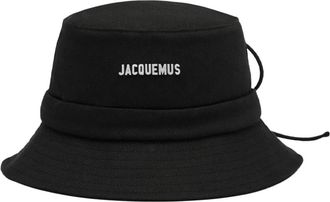 Jacquemus Zwarte Katoenen Hoeden - unisex - Hoeden - Zwart - 56 CM - Katoen - Accessoires