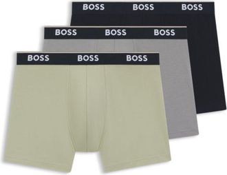 BOSS Three-pack of stretch-cotton boxer briefs with logo waistband