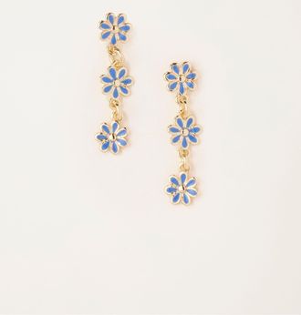 Fat Face FatFace Blue Trio Flower Drop Earrings