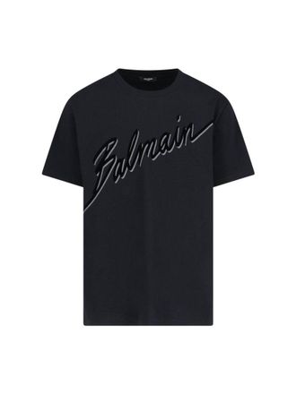 【関税込み】Balmain ブラック Label Tシャツ Balmain - Black Unisex T-Shirt With Fluo Fuchsia Logo