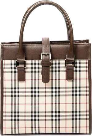 Burberry Borsa tote a quadri - Marrone