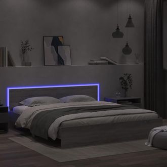 Berkfield Home Bed Frame with LED without Mattress Grey Sonoma 180x200 cm Super King