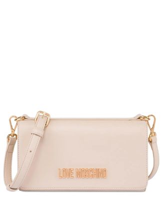Love Moschino Schoudertas met logoplakkaat - Beige