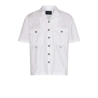John Richmond Kort Mouw Geborduurd Shirt - Heren - Korte mouwen Overhemden - Wit - XS - Overhemden
