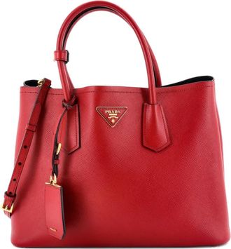 Prada Double Saffiano leren medium shopper - Rood