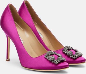 Manolo Blahnik Hangisi embellished satin pumps