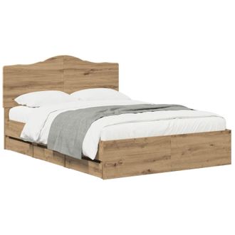 vidaXL Bed Frame With Storage And Headboard Artisan Oak 140 X 190 Cm Vidaxl