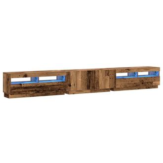 Berkfield Home TV Cabinet with LED Lights Old Wood 300x35x40 cm Engineered Wood in Brown | Size: 300 x 35 x 40 cm