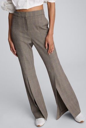 Kenneth Cole Glen Plaid High Waist Split Flare Leg Pants in Black Multi at Nordstrom, Size 10