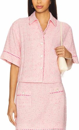 Jonathan Simkhai Khloe Short Sleeve Button Down In Pink