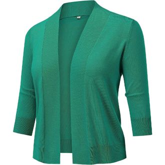 Generic Womens Cardigans Cropped 3/4 Sleeve Loose Open Front Short Cardigans Casual Elastic Shrug Bolero Cardigans for Women UK Fall Winter Shrug Sweater Hall