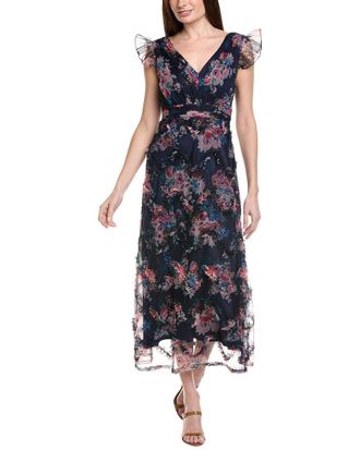 Adrianna Papell Printed Tulle Ankle Dress