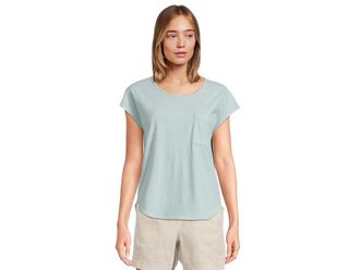 L.L.Bean Cotton Linen T-Shirts Scoop Neck Womens Clothing Pale Turquoise : XL, Cotton/Linen