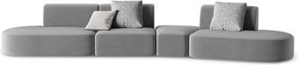 BLOOMINGLOFT 6-Sitzer Designsofa Chiara Samt ohne Rückenlehne - Rechts