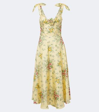 Rodarte Floral silk twill midi dress
