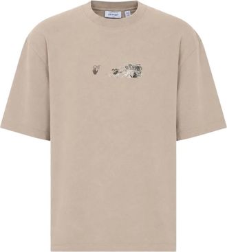 Off-white T-shirt girocollo con logo - - Tops - Uomo - Beige - XL